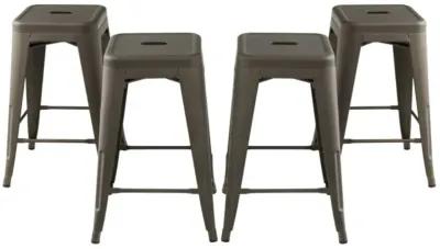 Hivago 24 Inch Set of 4 Counter Height Barstool Stackable Chair