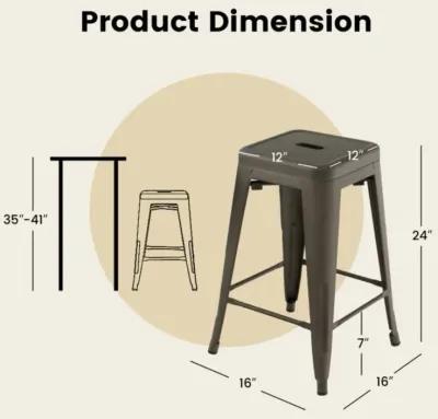 Hivago 24 Inch Set of 4 Counter Height Barstool Stackable Chair