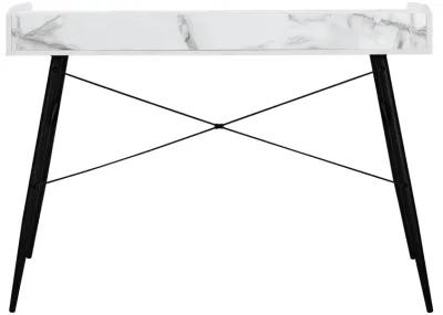 Monarch Specialties I 7539 Computer Desk, Home Office, Laptop, Storage Shelves, 48"L, Work, Metal, Laminate, White Marble Look, Black, Contemporary, Modern