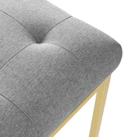 Privy Gold Stainless Steel Upholstered Fabric Dining Accent Chair-Benzara