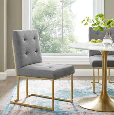 Privy Gold Stainless Steel Upholstered Fabric Dining Accent Chair-Benzara