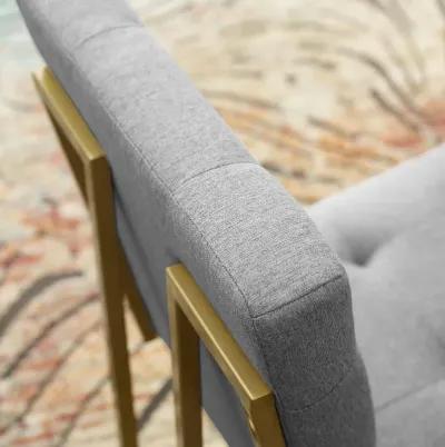 Privy Gold Stainless Steel Upholstered Fabric Dining Accent Chair-Benzara