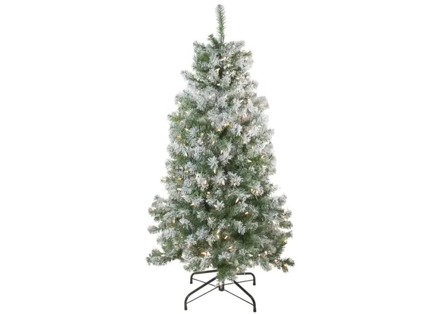 4.5' Pre-Lit Medium Flocked Winema Pine Artificial Christmas Tree - Clear Lights