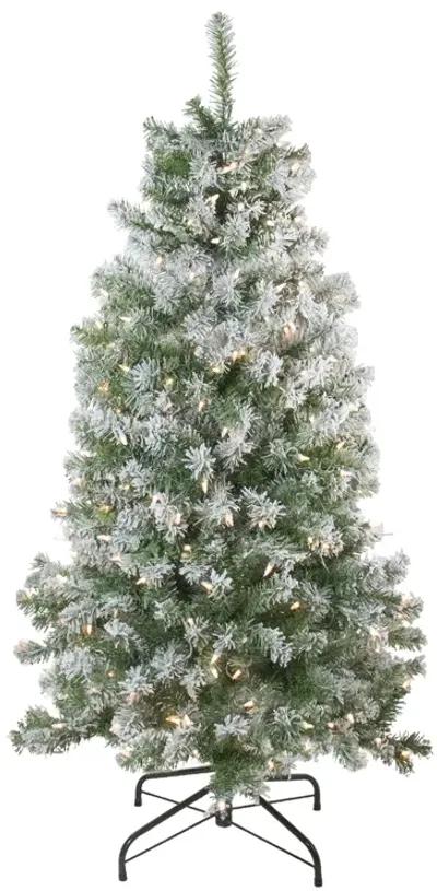 4.5' Pre-Lit Medium Flocked Winema Pine Artificial Christmas Tree - Clear Lights