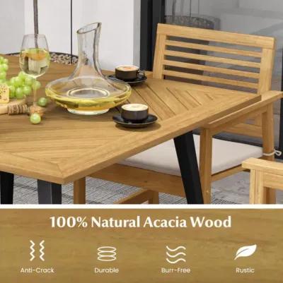 Hivvago 4-Person Acacia Wood Outdoor Dining Table for Garden, Poolside and Backyard