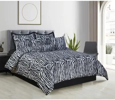 Legacy Decor Beautiful Black and White Queen Size Zebra Print Faux Fur Comforter Bedding Set