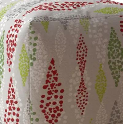 Homezia 17" Green And Red Polka Dots Pouf Ottoman