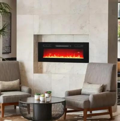 Hivvago 36 Inches Electric Fireplace Heater Recessed with LED Strip Lights and Remote Control