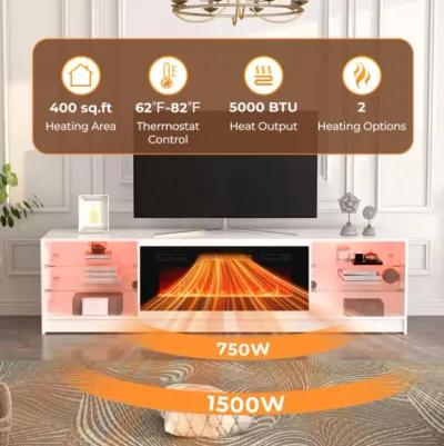 Hivvago 36 Inches Electric Fireplace Heater Recessed with LED Strip Lights and Remote Control