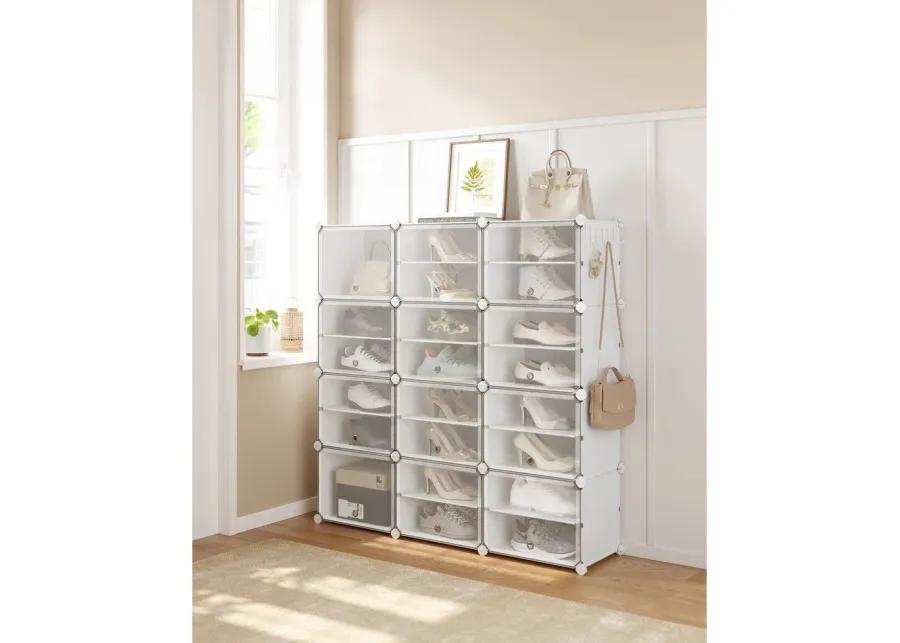 Plastic Shoe Rack with 12 Cubes for Versatile Storage and Easy Organization