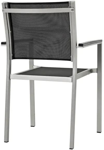 Modway Shore Aluminum Outdoor Patio Dining Arm Chair in Silver Black