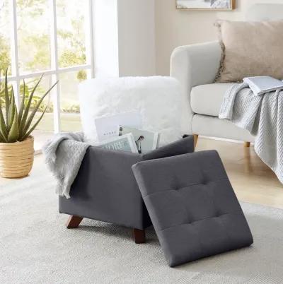 Ornavo Home Crawford Linen Tufted Square Storage Ottoman with Lift Off Lid