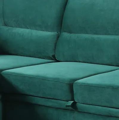 Exie 98 Inch 2 Piece Sectional Sofa, Pull Out Bed, Storage, Green Velvet-Benzara