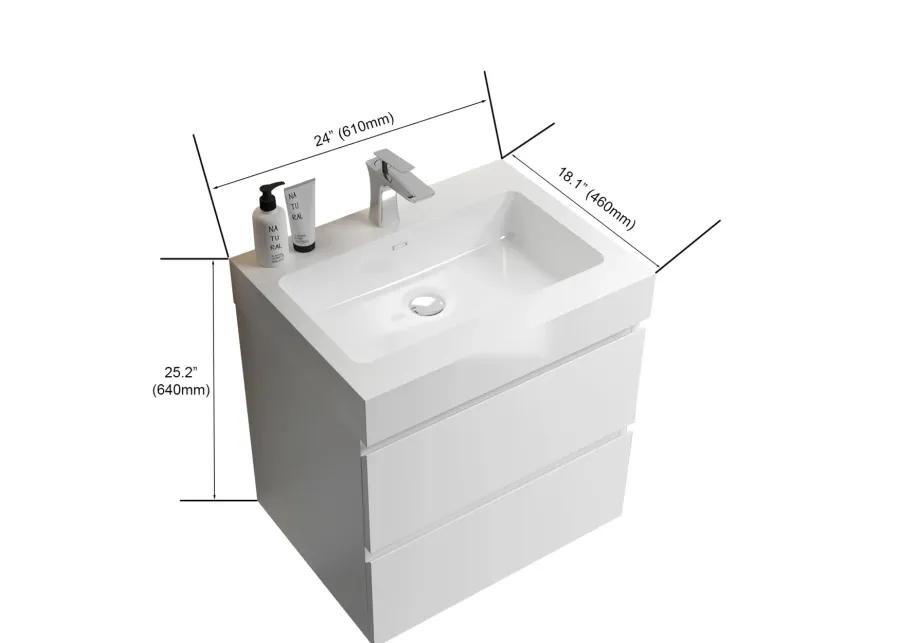 Alice24-201 White Bathroom Vanity with Large Storage