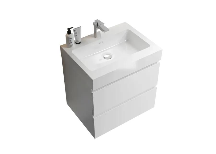 Alice24-201 White Bathroom Vanity with Large Storage