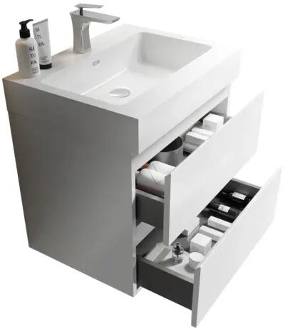 Alice24-201 White Bathroom Vanity with Large Storage