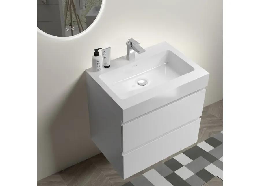 Alice24-201 White Bathroom Vanity with Large Storage