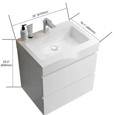 Alice24-201 White Bathroom Vanity with Large Storage