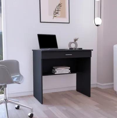 80 C Storage Desk, Compact Workstation with Drawer and Lower Shelf-Black