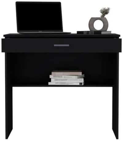 80 C Storage Desk, Compact Workstation with Drawer and Lower Shelf-Black