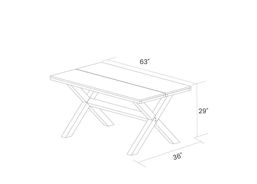 Modern Farmhouse Solid Pine Wood Dining Table in Distressed Driftwood Finish