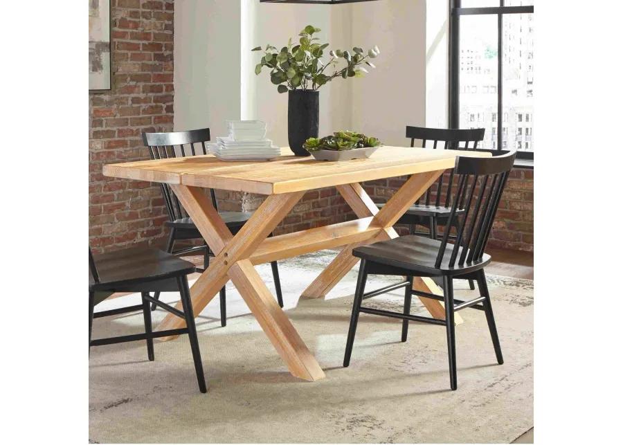 Modern Farmhouse Solid Pine Wood Dining Table in Distressed Driftwood Finish