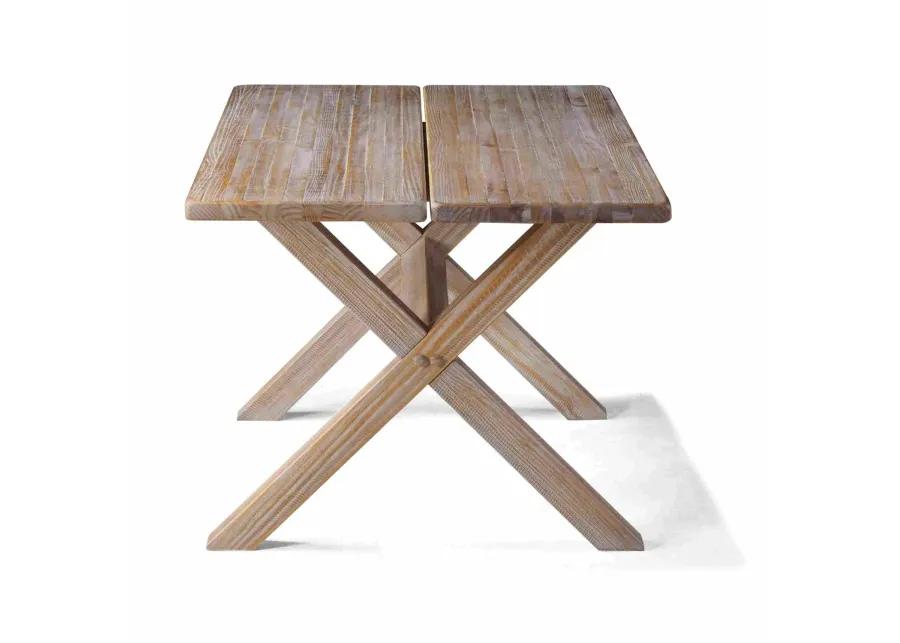 Modern Farmhouse Solid Pine Wood Dining Table in Distressed Driftwood Finish