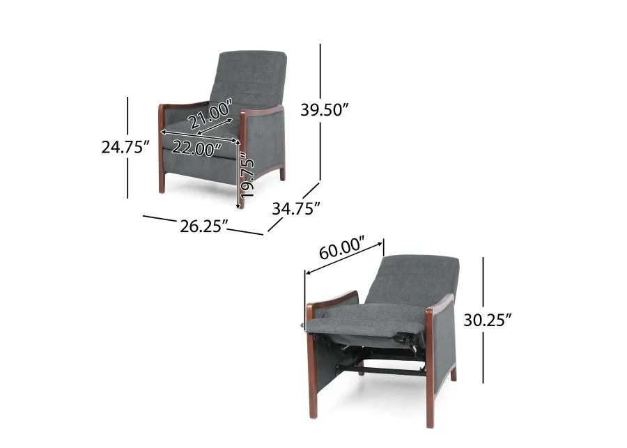 Merax Mid Century Modern Fabric Channel Stitch Recliner