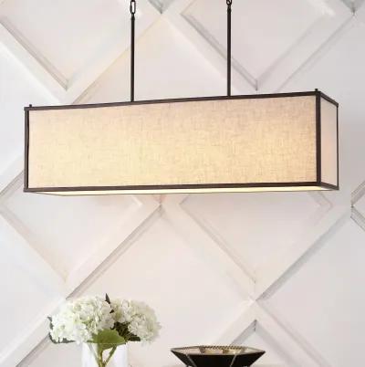 Cole 4-Light Minimalist Industrial Rectangular Linen Iron Linear LED Pendant