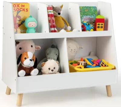 5-Cube Kids Bookshelf and Toy Organizer with Anti-Tipping Kits-White