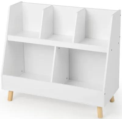 5-Cube Kids Bookshelf and Toy Organizer with Anti-Tipping Kits-White