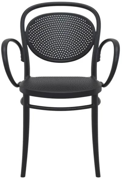 33.5" Black Stackable Outdoor Patio XL Arm Chair