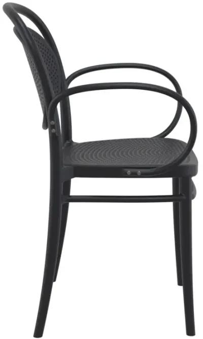 33.5" Black Stackable Outdoor Patio XL Arm Chair