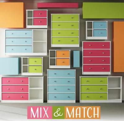 Mya Park Tall Dresser with 4 Fabric Bins