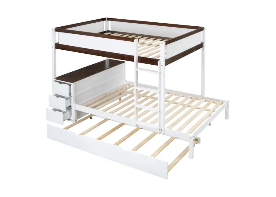 Full Over Full Bunk Bed With Twin Size Trundle, Storage And Desk