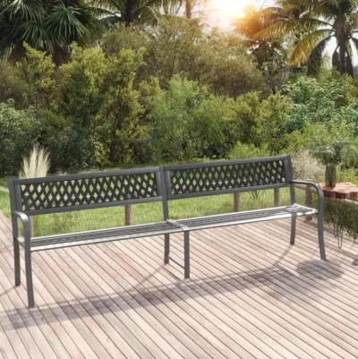 vidaXL Twin Patio Bench 96.9" Gray Steel