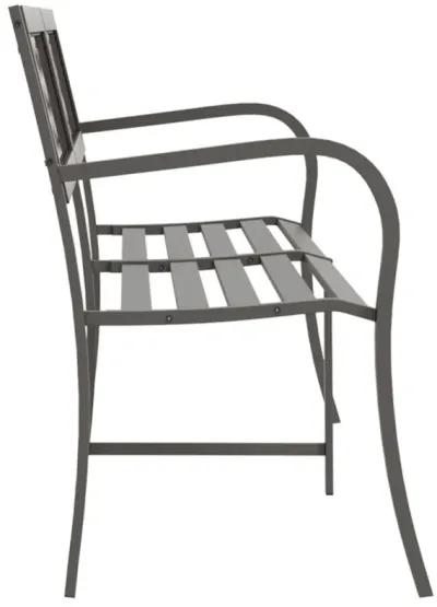 vidaXL Twin Patio Bench 96.9" Gray Steel