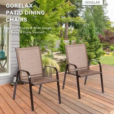 2 Pcs Patio Chairs Outdoor Dining Chair with Armrest