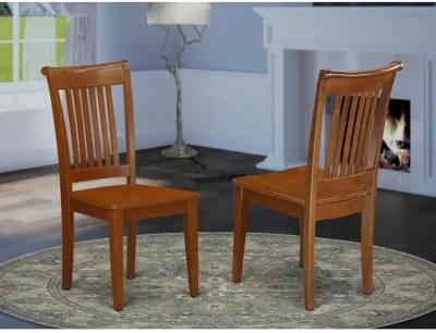 Portland slat back dining room chair with wood seat, Set of 2