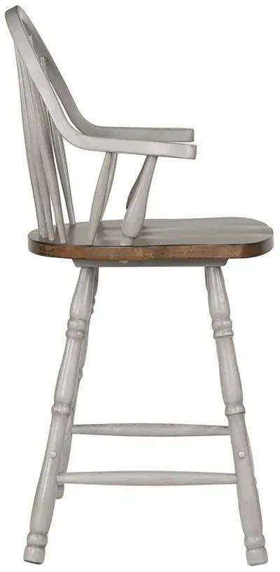 Country Grove 41 in. Distressed Light Gray and Nutmeg Brown High Back Wood Frame 24 in. Bar Stool (Set of 2)