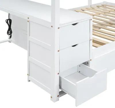 Merax  Bunk Bed with Trundle and Desk