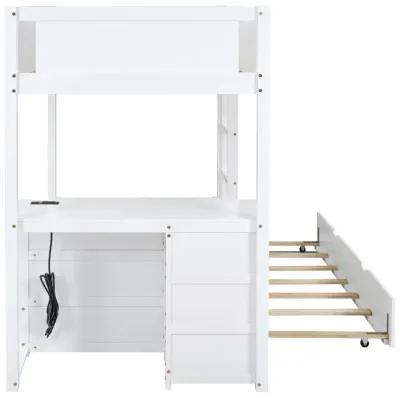 Merax  Bunk Bed with Trundle and Desk