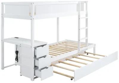 Merax  Bunk Bed with Trundle and Desk