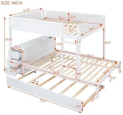 Merax  Bunk Bed with Trundle and Desk