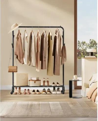 40.7" Wide Single-Rod Clothing Rack with Wheels