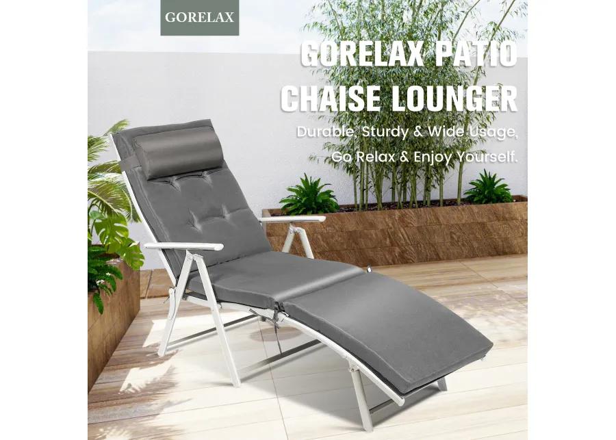 Adjustable Outdoor Lightweight Folding Chaise Lounge Chair with Pillow