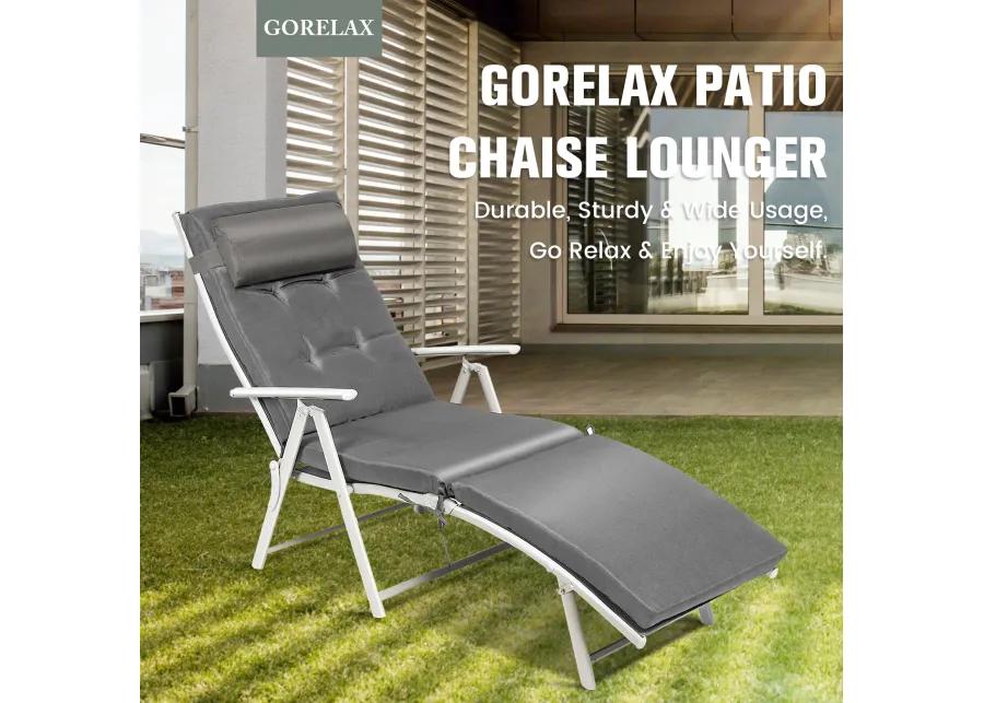 Adjustable Outdoor Lightweight Folding Chaise Lounge Chair with Pillow