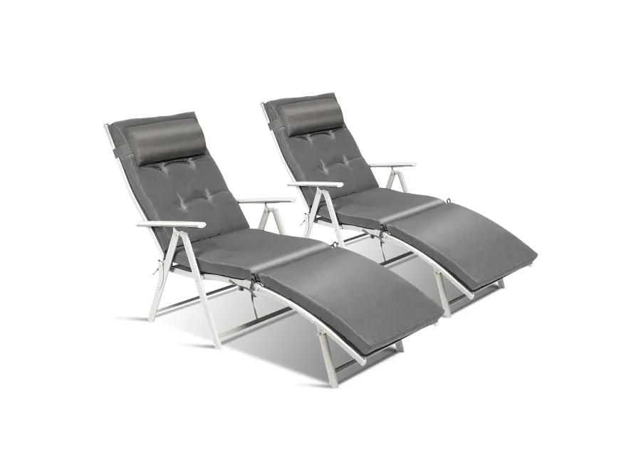 Adjustable Outdoor Lightweight Folding Chaise Lounge Chair with Pillow