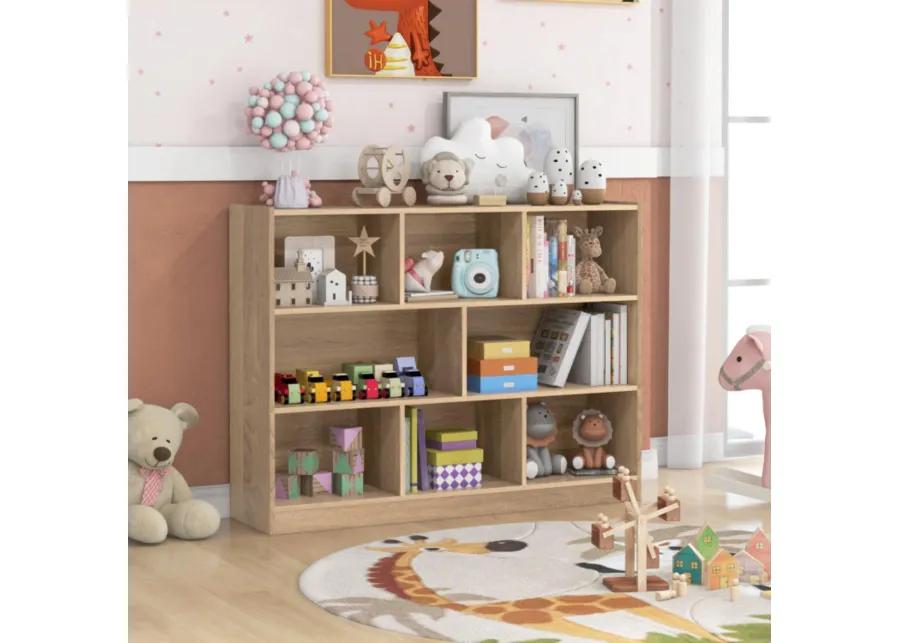 Hivvago 3-Tier Open Bookcase 8-Cube Floor Standing Storage Shelves