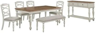 New Classic Furniture Jennifer Dining Table + 4 Chairs + 1 Bench